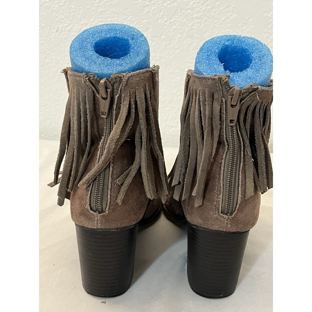 Boots Size 9.5 Tan Fringe Mossimo Suede Leather Ankle‎ Womens Boho Weatern 17730 - Picture 6 of 10